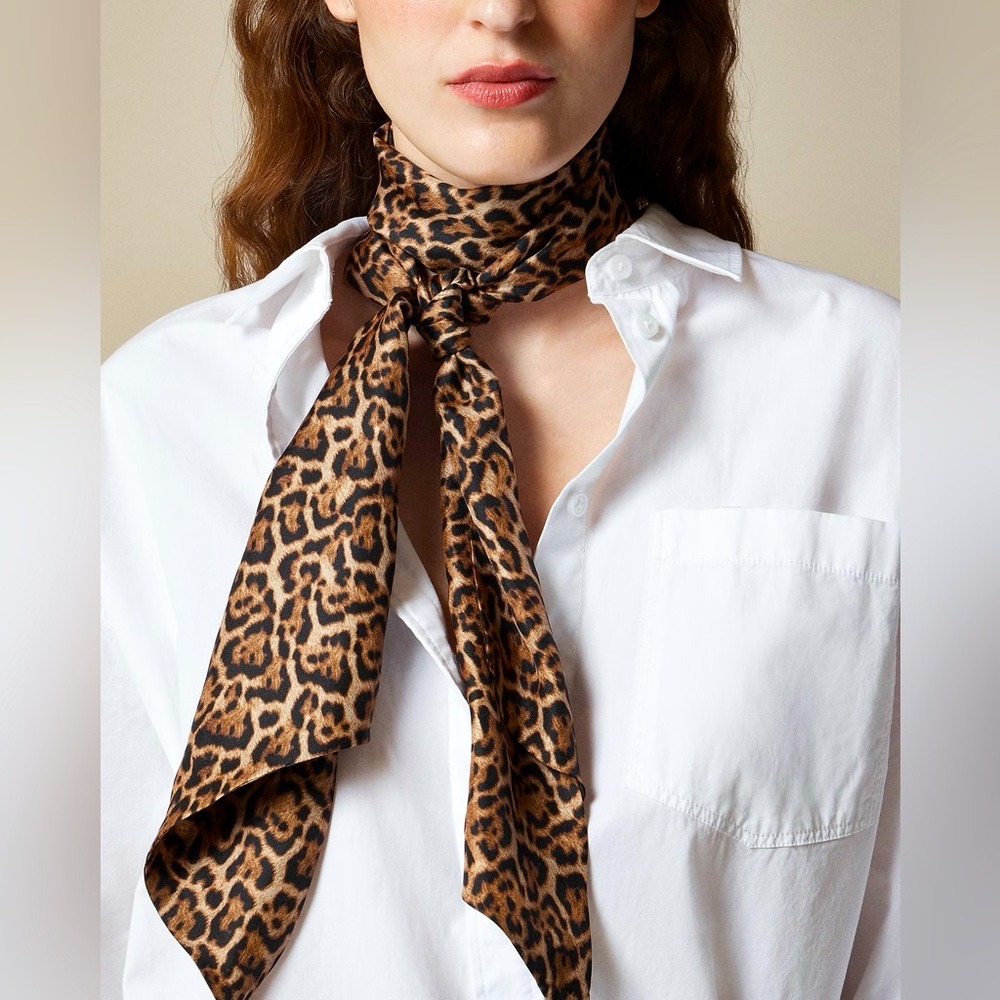 NWT J.Crew Long Printed Silk Scarf